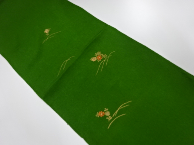 未使用品　正絹　縮緬地　刺繍　帯揚げ